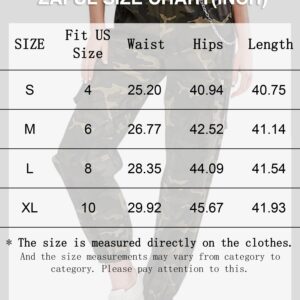 ZAFUL Women's Cargo Pants High Waisted Jogger Pants Camouflage Sweatpants with Chain (3-Camouflage, S)