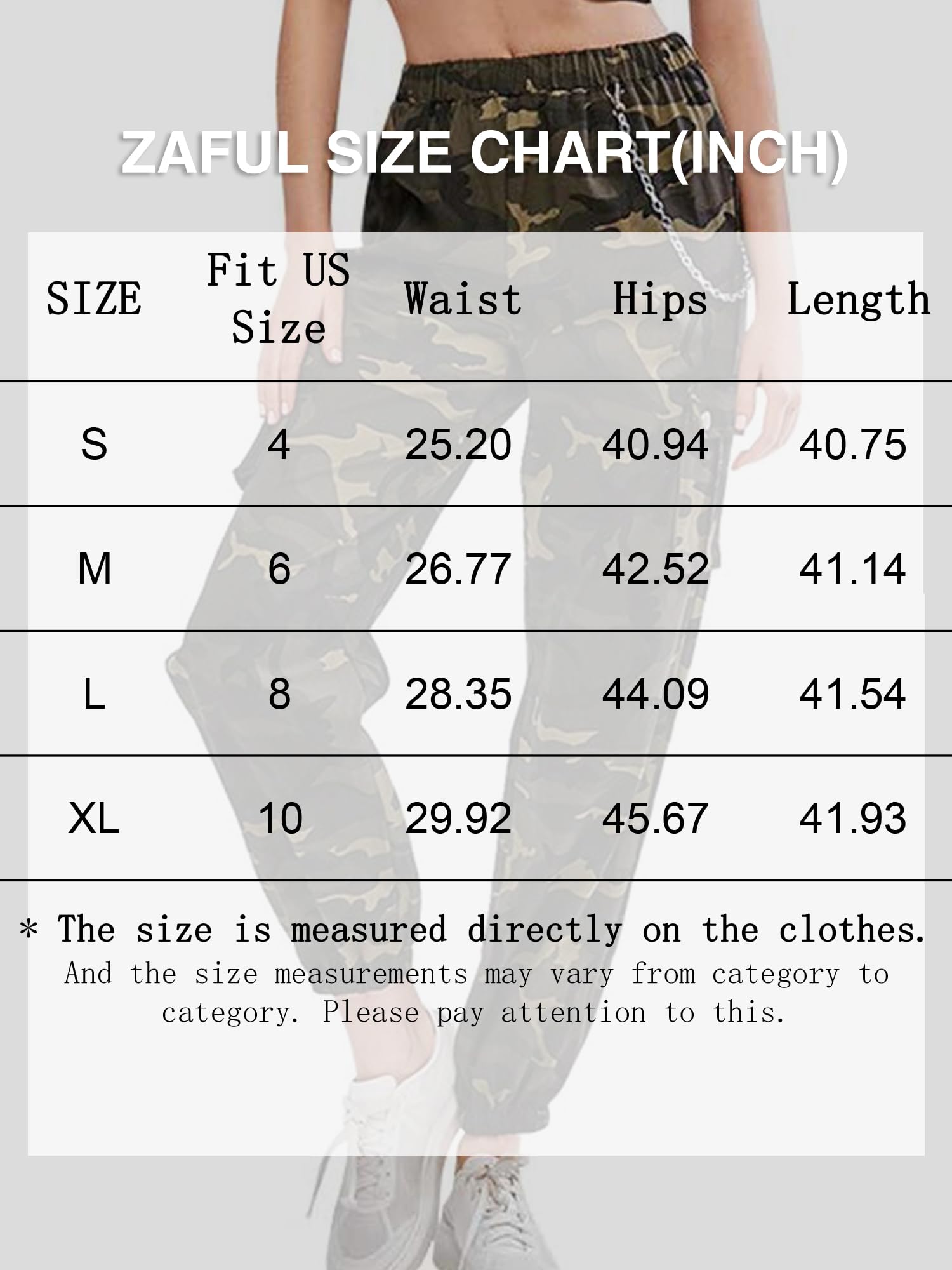 ZAFUL Women's Cargo Pants High Waisted Jogger Pants Camouflage Sweatpants with Chain (3-Camouflage, S)