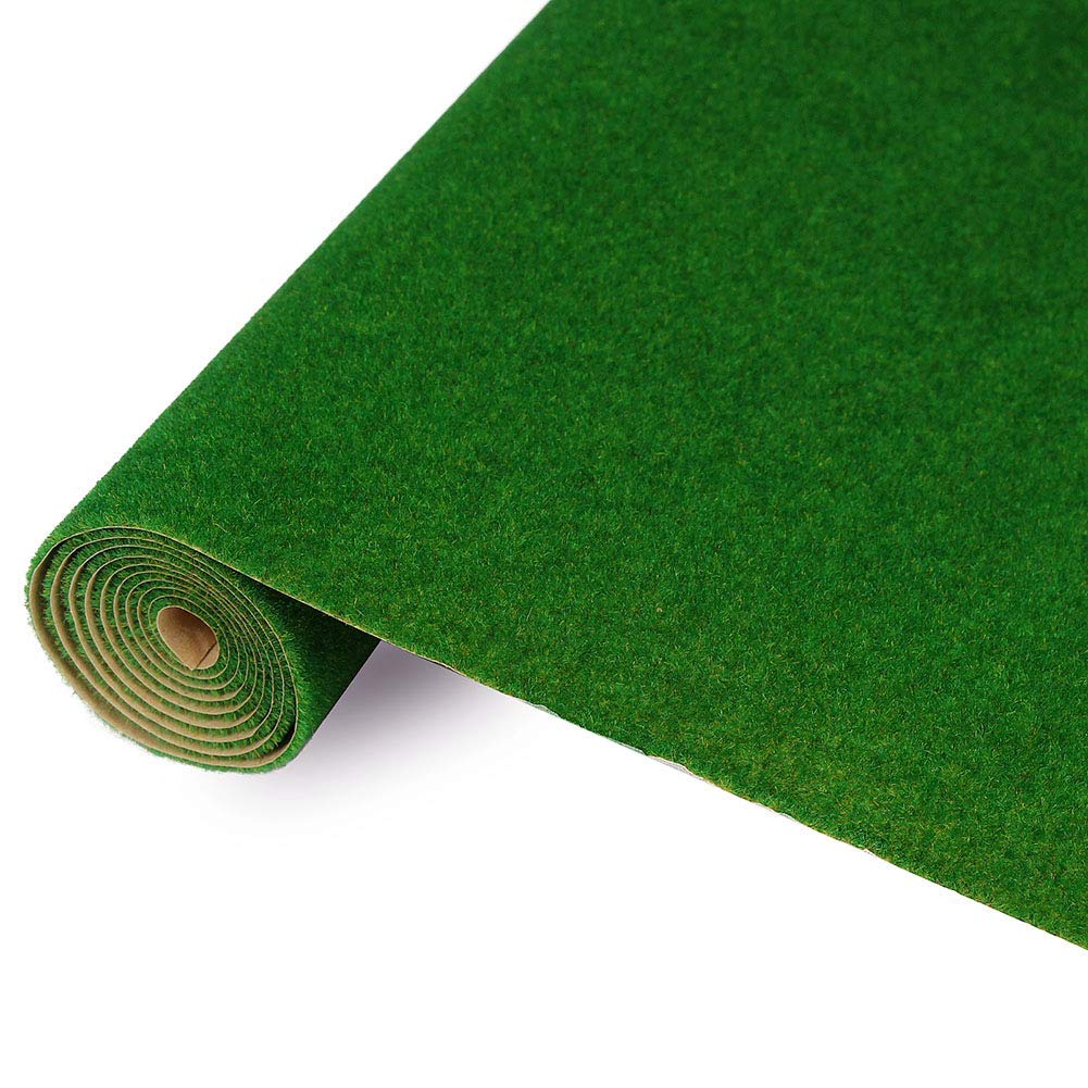 NWFashion 13"x39" Artificial Craft Model Grass Mat DIY Decoration for Scenery Lawn Moss,Not for Garden(Deep Green)