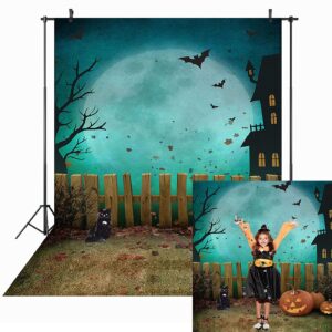 Maijoeyy 5x7ft Halloween Backdrop Pumpkin Halloween Backdrops for Photography Moon Bat Fence Halloween Photo Backdrop for Parties Children Kids Halloween Party Decoration