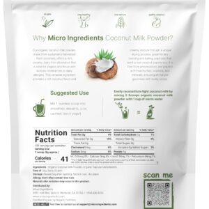 Micro Ingredients Organic Coconut Milk Powder, 2 Pound (32 Ounce), Plant-Based Creamer, Perfect for Coffee, Tea and Smoothie, Non-GMO and Keto Friendly