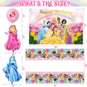 Princess Party Decorations - Princess Birthday Decorations include Banner Tablecloth Backdrop Ballons Cake Cupcake Toppers Tableware Haning Swirls, Princess Birthday Party Supplies