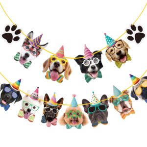 duufin 15 pieces dog faces claws party banner set dogs birthday party supplies dog portrait banner dog theme party bunting decoration