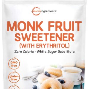 Monk Fruit Sweetener with Erythritol Granules, 4 Pounds, No After Taste, 1:1 White Sugar Substitute, Keto Diet Friendly, Zero Calorie, Natural Sweetener for Drinks, Coffee, Tea, Cookies, No-GMO, Vegan