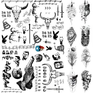 12 sheet halloween temporary face tattoos set - costume accessories for women and men