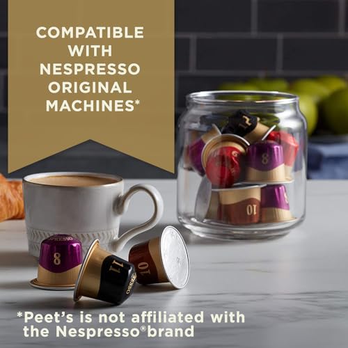 Peet's Coffee, Dark Roast Decaf Espresso Pods, Decaf Ristretto Intensity 9, 50 Count (5 Boxes of 10 Espresso Capsules)