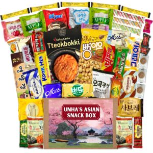 korean snack box variety pack - 46 count snacks individual wrapped gift care package bundle sampler tiktok asian challenge assortment mix candy chips cookies ramen gummy treats for kids children