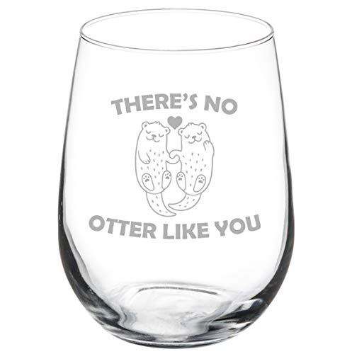 MIP Brand Wine Glass Goblet There's No Otter Like You Otter Couple (17 oz Stemless)