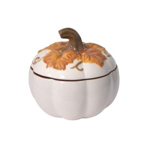 pfaltzgraff autumn berry covered pumpkin bowl, holds 20 ounces, cream