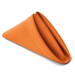 tablelinensforless 17"x17" polyester cloth napkins, set of 6 (pumpkin orange) | easy-care, no-iron finish, superior color retention, machine washable