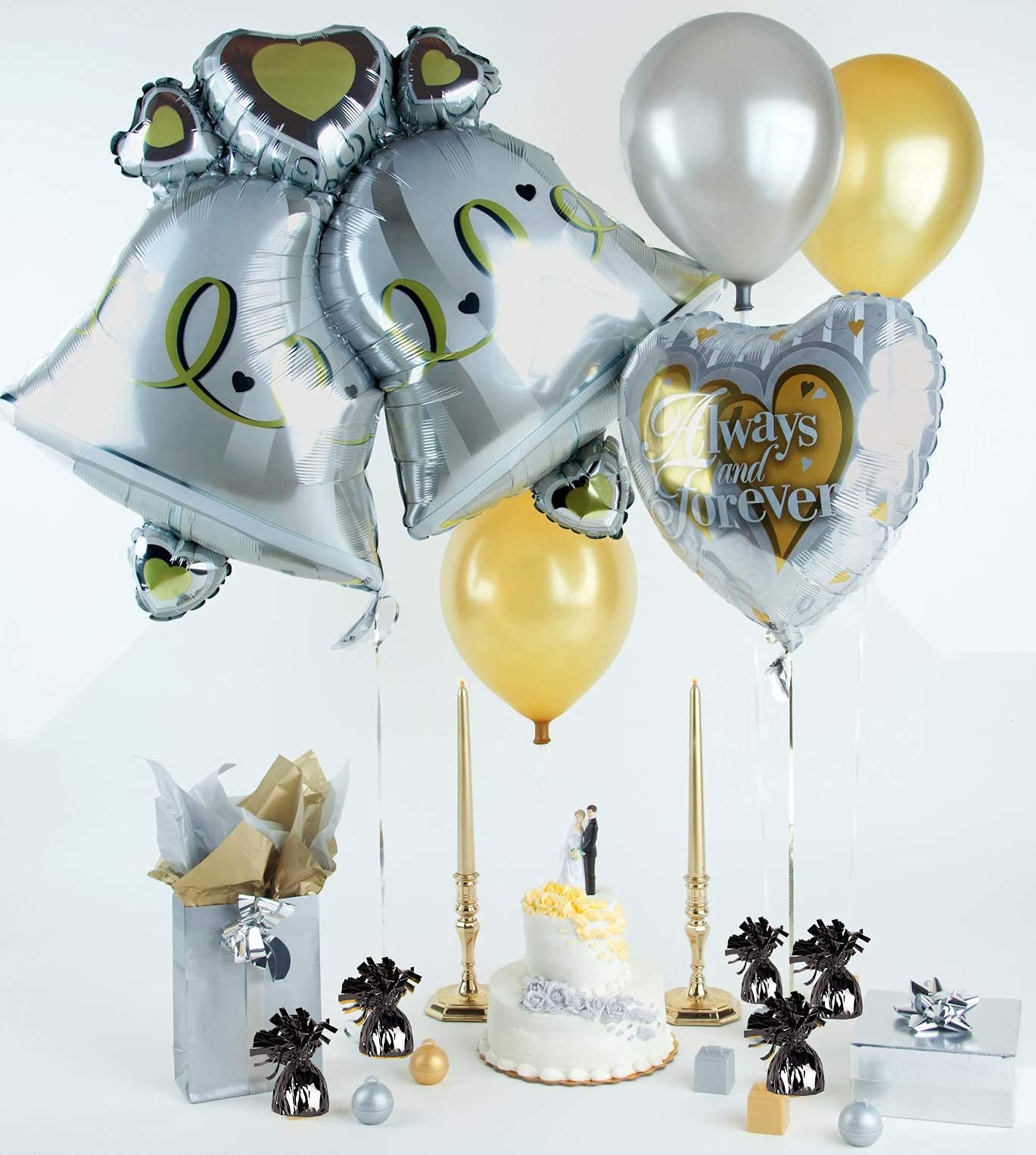 BLUE RIBBON, Helium Tank with 50 Balloons and White Ribbon + 12 Black Balloon Weights + Plus Balloon Tying Tool