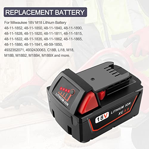 ADVTRONICS 18V 5.0Ah M18 Battery with Charger 48-59-1812 Compatible with 18V Battery M18 M18B 48-11-1852 48-11-1850 48-11-1840 48-11-1890 48-11-1828 48-11-1820 48-11-1815 48-11-1820