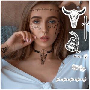 10 Sheets Halloween Face Tattoo Set, Malone Tattoos Set, Included Halloween Malone Tattoos and Death Eaters Tattoos, Halloween Temporary Tattoos Accessories and Parties