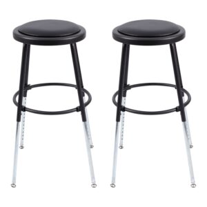 stand up desk store stackable adjustable-height classroom office workstation stool (black, 2 pack)