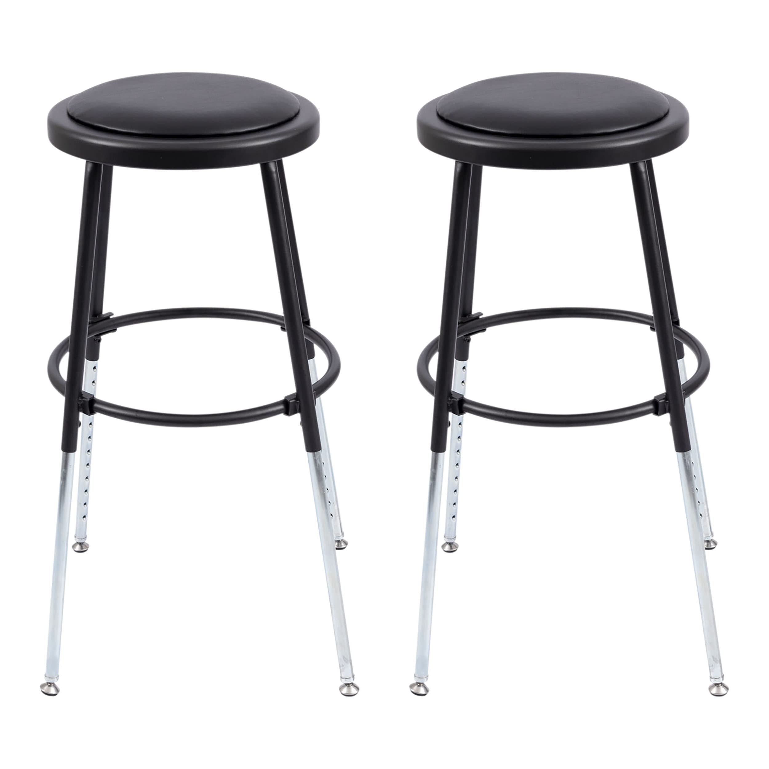 Stand Up Desk Store Stackable Adjustable-Height Classroom Office Workstation Stool (Black, 2 Pack)