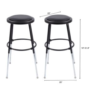 Stand Up Desk Store Stackable Adjustable-Height Classroom Office Workstation Stool (Black, 2 Pack)