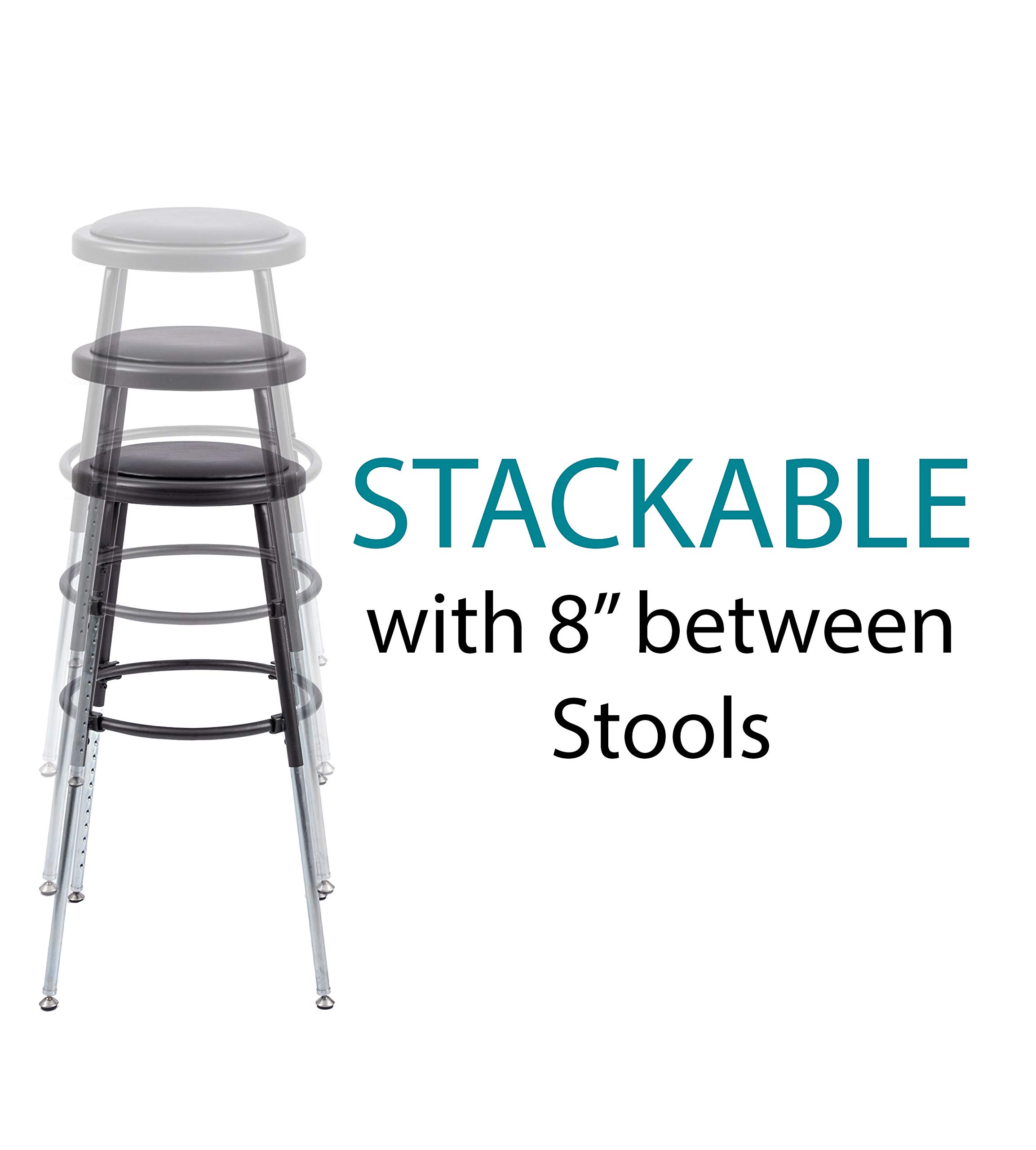 Stand Up Desk Store Stackable Adjustable-Height Classroom Office Workstation Stool (Black, 2 Pack)