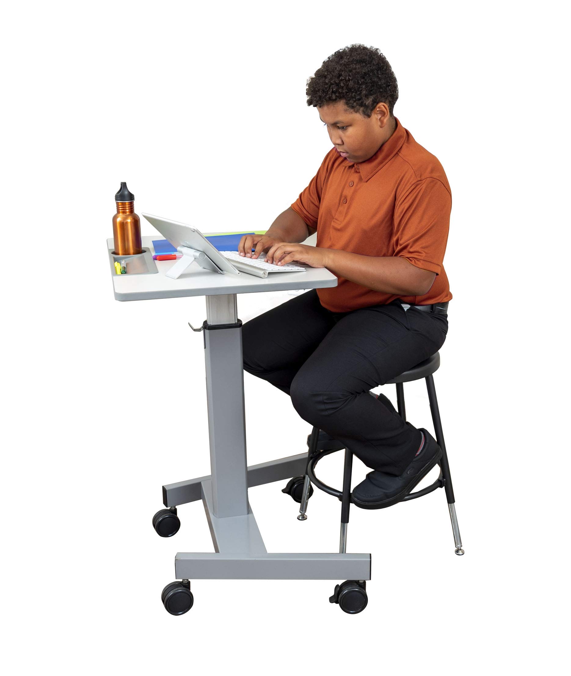 Stand Up Desk Store Stackable Adjustable-Height Classroom Office Workstation Stool (Black, 2 Pack)
