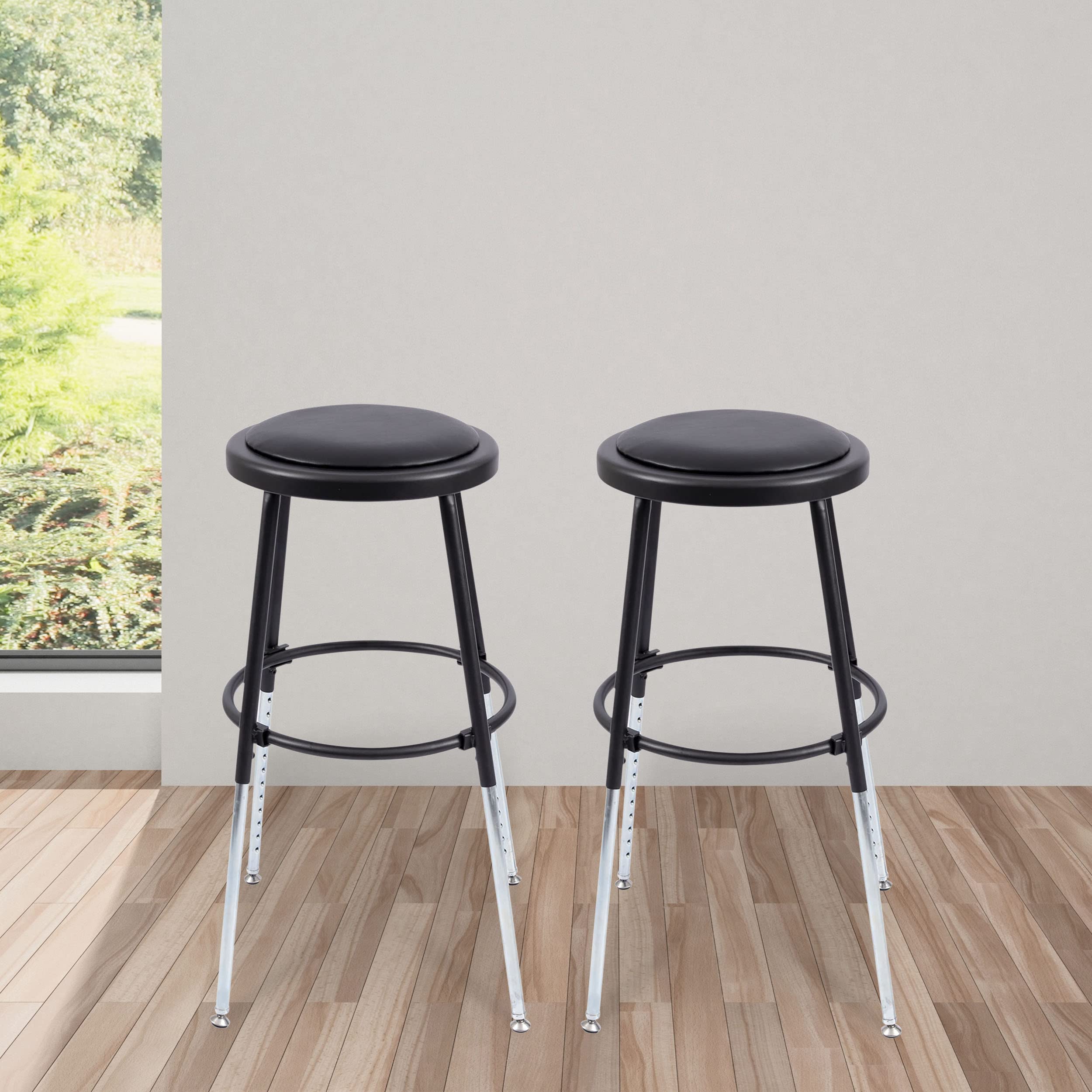 Stand Up Desk Store Stackable Adjustable-Height Classroom Office Workstation Stool (Black, 2 Pack)