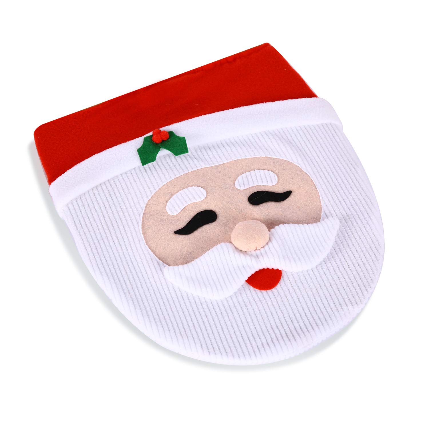 Ohuhu Christmas Bathroom Sets, Santa Toilet Seat Cover 4-Piece Christmas Bathroom Decor, Toilet Seat Cover and Rug Set, Santa on The Toilet Ornament, Santa Claus Toilet Seat for Christmas Decorations