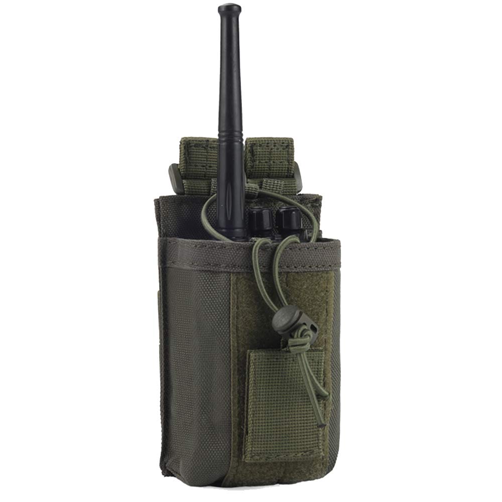 Radio Pouch - 1000D Tactical Molle Adjustable Two Way Radios Holder Bag Case for Walkie Talkies (1 Pack Green)