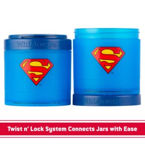 Whiskware Justice League Stackable Snack Containers for Kids and Toddlers, 3 Stackable Snack Cups for School or Travel, Wonder Woman Icon