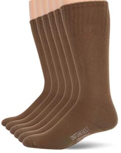 jefferies socks mens military rib top combat crew boot 6 pack casual sock, coyote brown, sock size: 9-11, shoe size 5-8 us