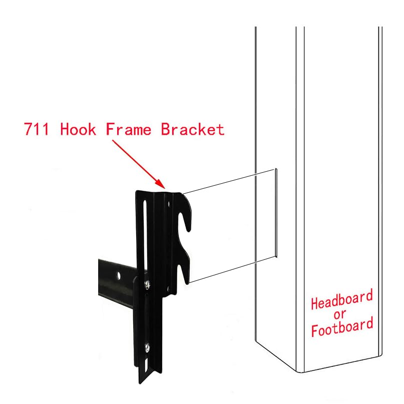 CAFORO #711 Bolt-On to Hook-On Conversion Bed Frame Brackets, Bed Rail Headboard Bracket, Bed Hook Adapter Kit (Set of 2)