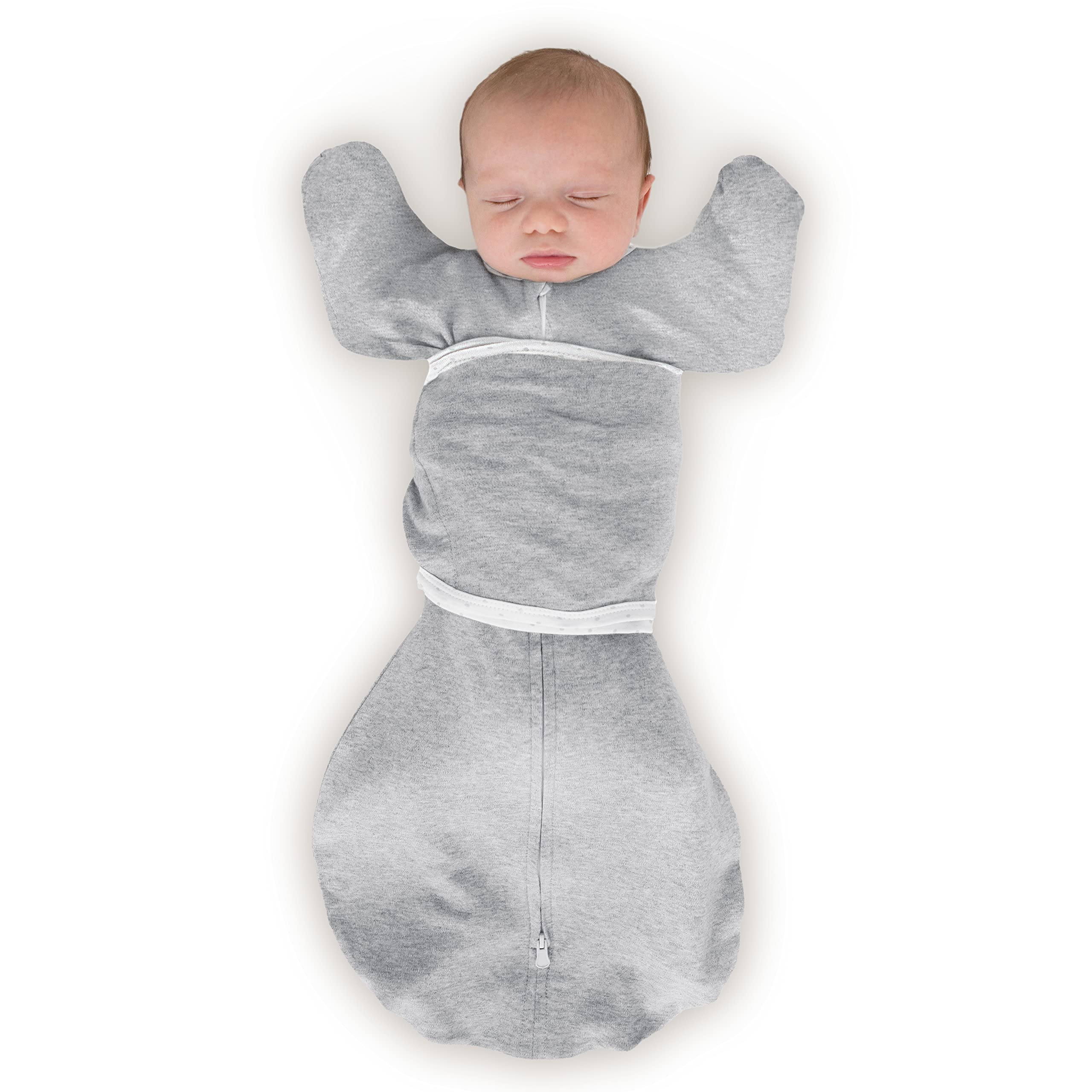 SwaddleDesigns 6-Way Omni Swaddle Sack for Newborn with Wrap & Arms Up Sleeves & Mitten Cuffs, Easy Swaddle Transition, Better Sleep for Baby Boys & Girls, Heathered Gray, Small, 0-3 Months