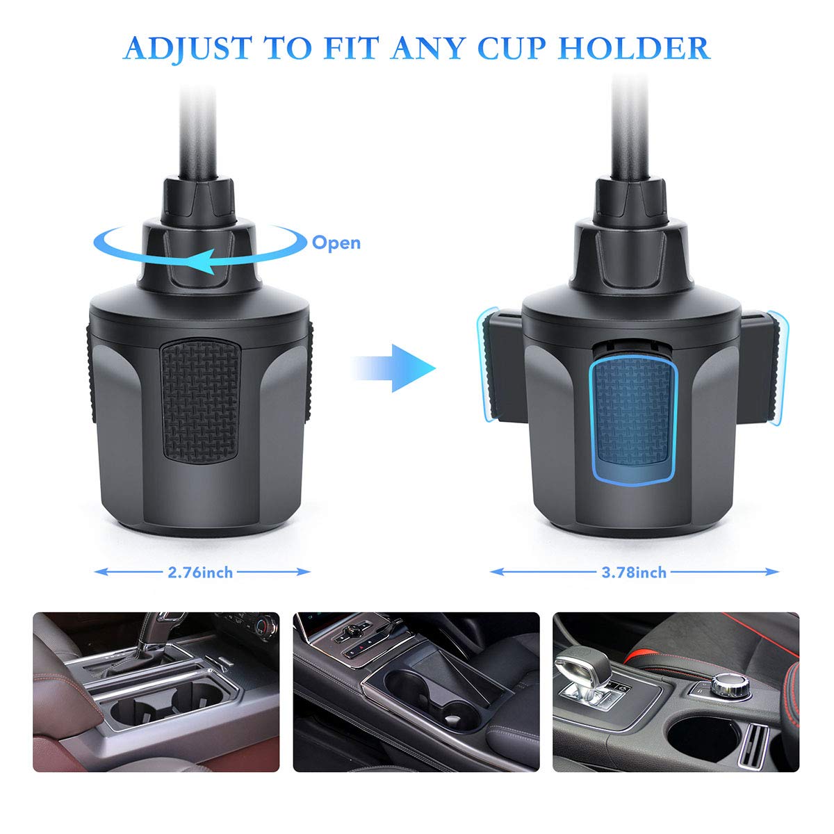 KONPCOIU Adjustable and Beautiful Cup Holder Phone Mount, Black, Compatible with iPhone 12, 11, X, XR, 8, 7, Galaxy A51, Se, S21