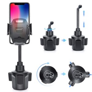 KONPCOIU Adjustable and Beautiful Cup Holder Phone Mount, Black, Compatible with iPhone 12, 11, X, XR, 8, 7, Galaxy A51, Se, S21