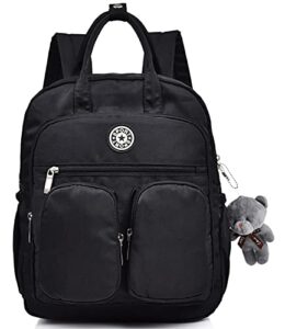 scioltoo backpack cute purse womens mini nylon backpack laptop bookbag black a-black