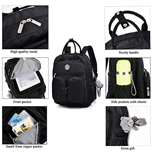 Scioltoo Backpack Cute Purse Womens Mini Nylon Backpack Laptop Bookbag Black A-Black