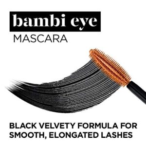 L'Oreal Paris Makeup Bambi Eye Mascara, Lasting Volume, Length & Lift, Doe-eye Definition, No Clumping, Washable, Blackest Black 0.21 Fl Oz