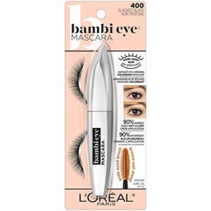 L'Oreal Paris Makeup Bambi Eye Mascara, Lasting Volume, Length & Lift, Doe-eye Definition, No Clumping, Washable, Blackest Black 0.21 Fl Oz