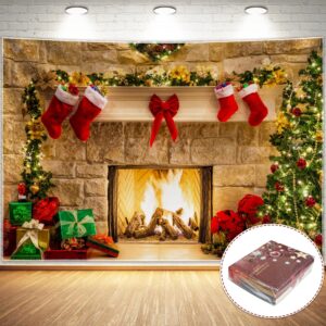haboke 10x8ft christmas fireplace theme backdrop for photography soft wrinkle free fabric tree sock gift decorations for xmas party supplies photo background pictures banner studio decor booth props