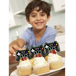 Mity rain Video Game Controllers Cupcake Toppers-Gamepad Cake Picks Game Themed Birthday Anniversary Wedding Engagement Party Decorations(24pcs)