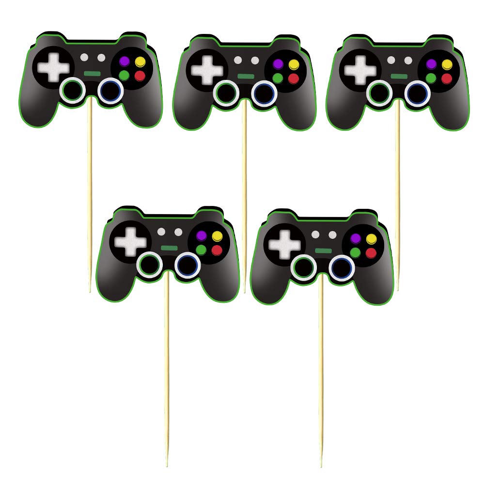 Mity rain Video Game Controllers Cupcake Toppers-Gamepad Cake Picks Game Themed Birthday Anniversary Wedding Engagement Party Decorations(24pcs)