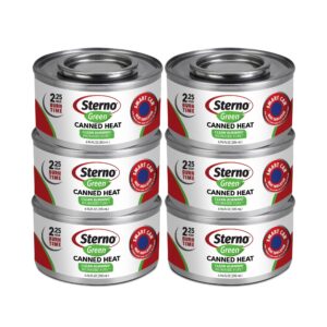 sterno 2.25 hour green canned heat, ethanol gel, 6 pack