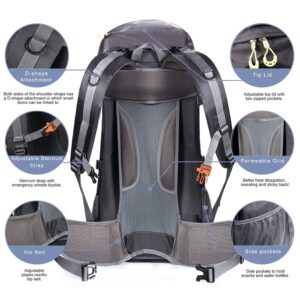 ECEEN External Frame Hiking Backpack 68L with 20 Watts Solar Charger Panel Survival Backpack