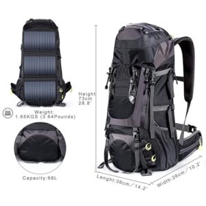 ECEEN External Frame Hiking Backpack 68L with 20 Watts Solar Charger Panel Survival Backpack