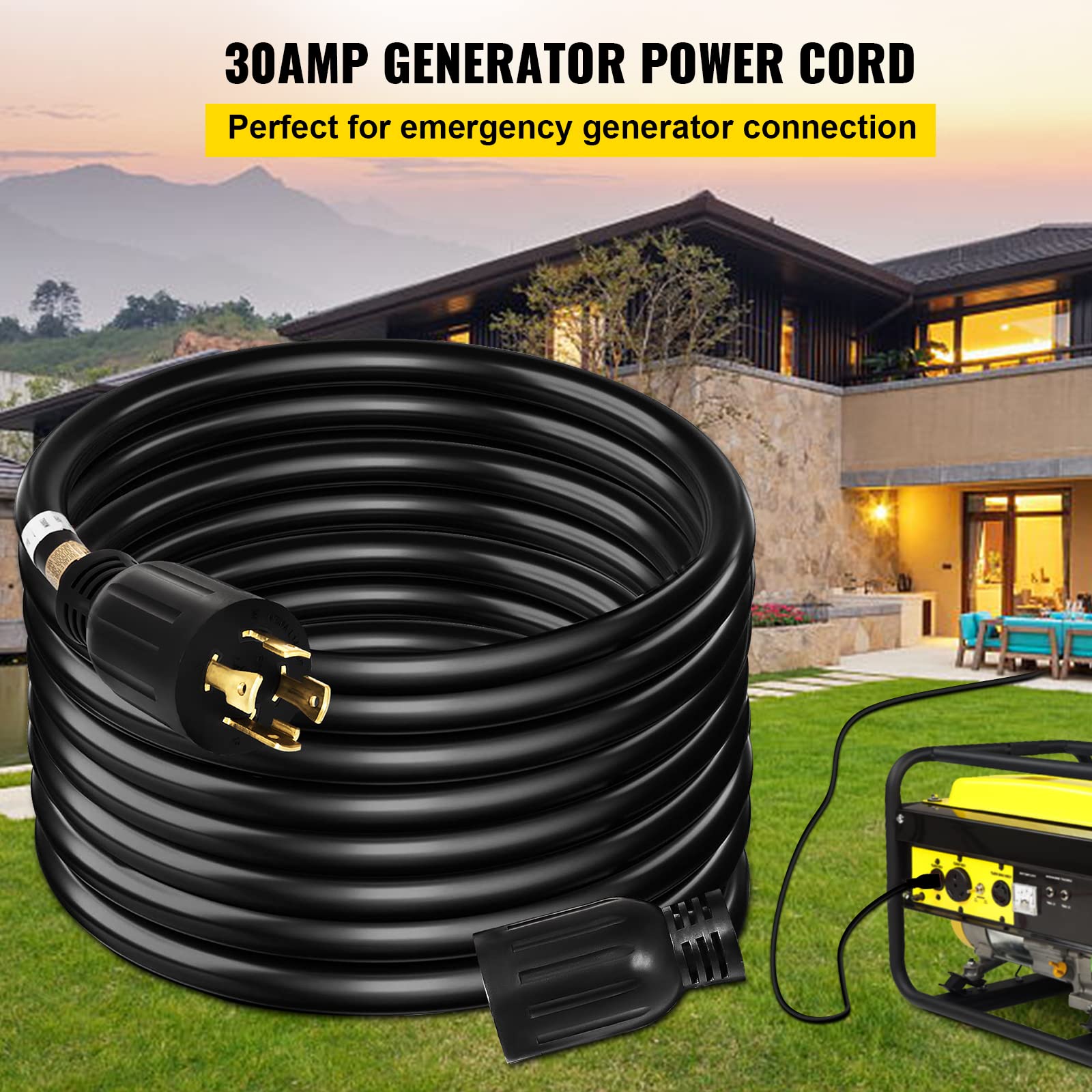 Vevor Generator Extension Cord, Black