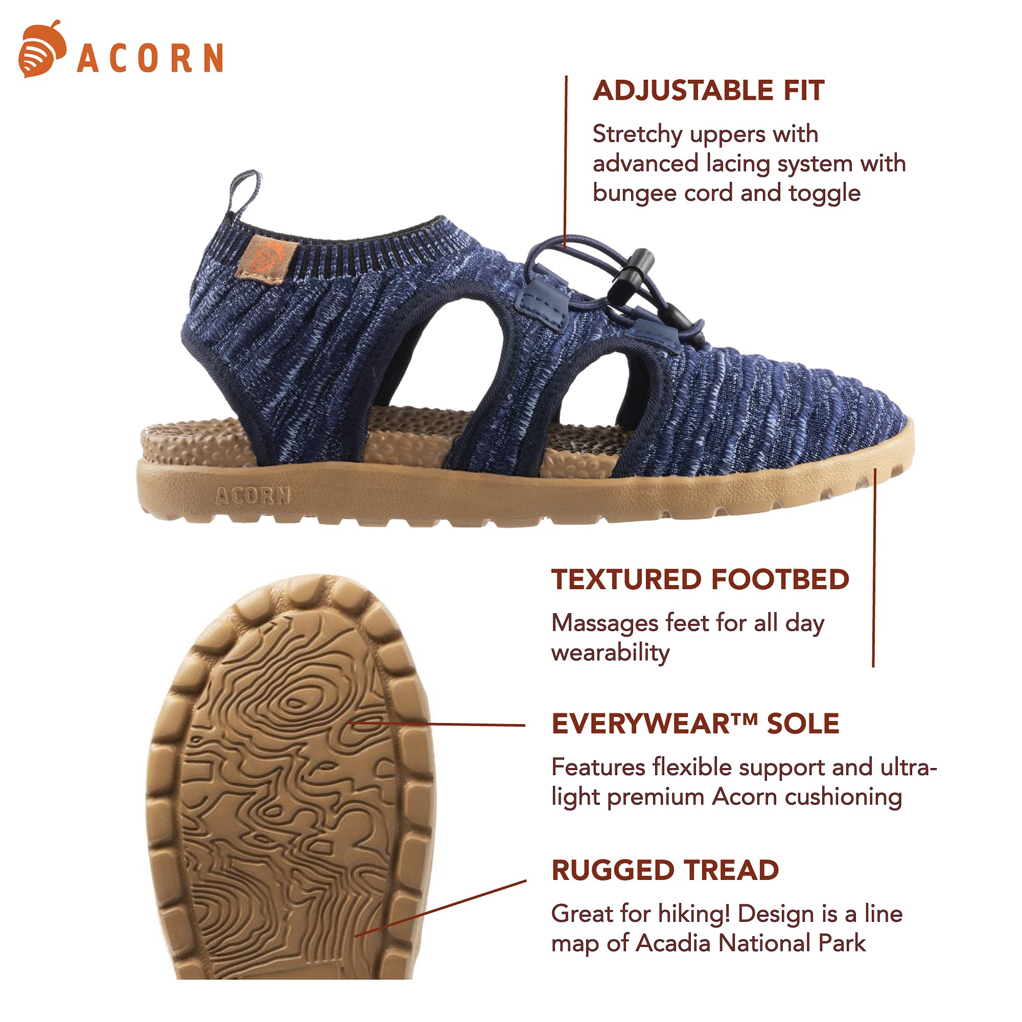 Acorn Women's Casco Everywear Sandal, lightweight with a cushioned footbed and a soft knit fabric