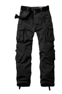 akarmy men's fleece lined hiking pants outdoor cargo pants casual work ski pants with 8 pockets black 42