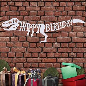 super cute dinosaur happy birthday banner – dinosaur party decorations – t-rex raptor design dinosaur supplies – great dino theme birthday party favors for kids – large and pre-assembled
