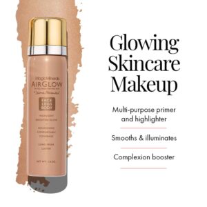 Jerome Alexander AirGlow Hydrating Luminizer with Hyaluronic Acid - 3-in-1 Spray Primer, Highlighter, and Complexion Booster for Face and Body | Natural Pearl