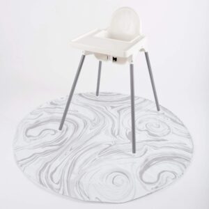booginhead splatmat 52" extra large waterproof floor mat for under high chair, marble swirl
