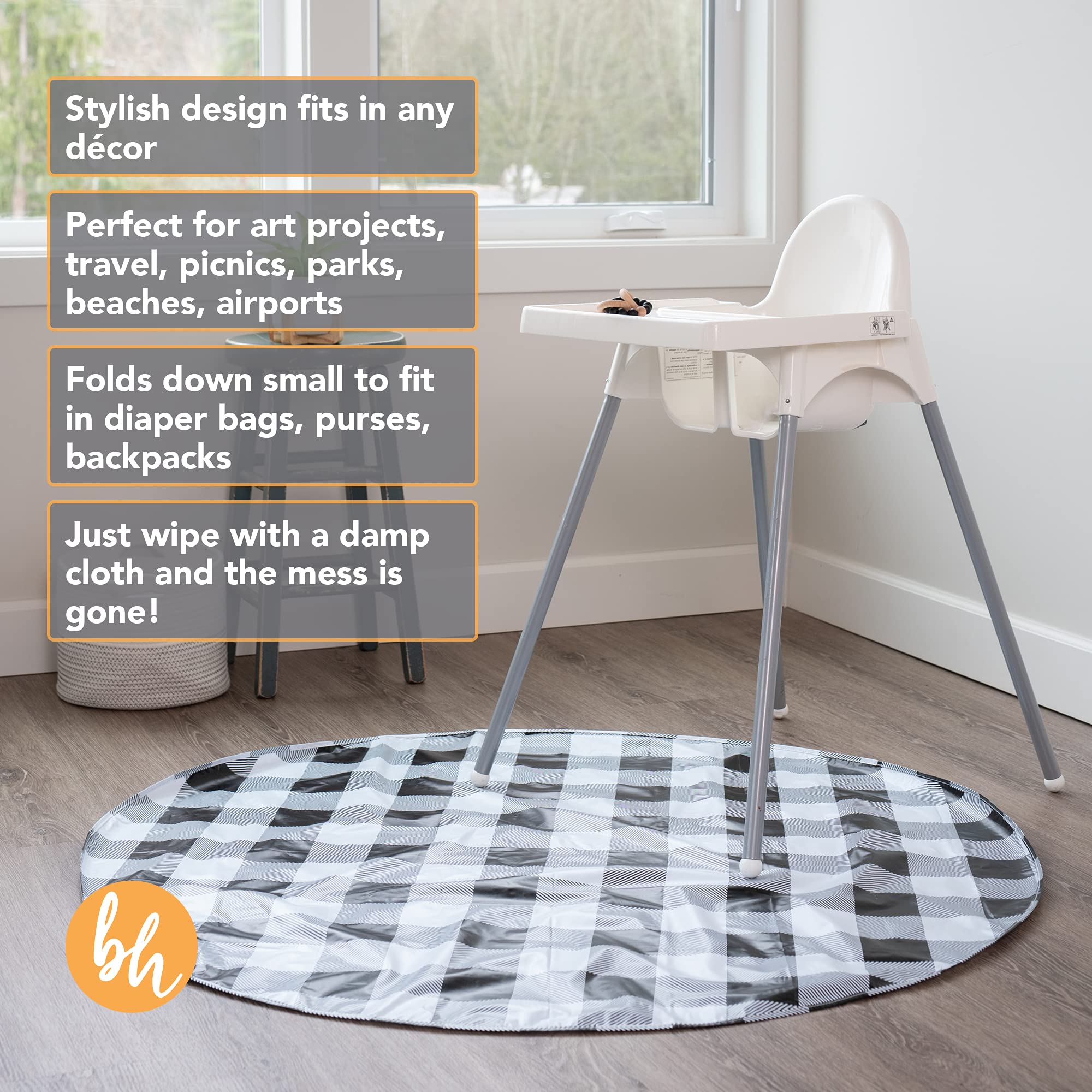 BooginHead SplatMat 52" Extra Large Waterproof Floor Mat for Under High Chair, Marble Swirl