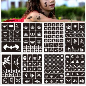 Konsait 262pcs Temporary Tattoos Stencils for Kids, Reusable Face and Body Paint Stencils Kit, Girl Boy Glitter Tattoos Stencils for Kids School Show Birthdays Halloween Christmas Party Favor Supplies