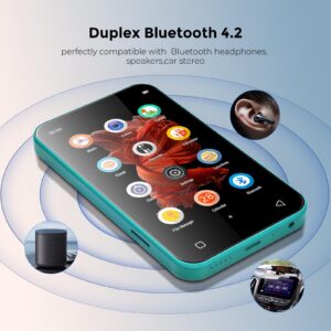 TIMMKOO 72GB MP3 Player with Bluetooth, 4.0" Full Touchscreen Mp4 Mp3 Player with Speaker, Portable HiFi Sound Music Player with Bluetooth, Voice Recorder, E-Book, Supports up to 512GB TF Card (Blue)